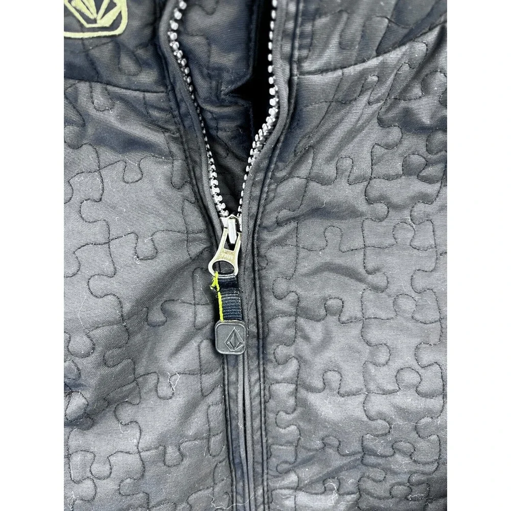 Volcom Thermonite Jacket Womens S Faux Puzzle Print Parka Hooded‎ Snow Black